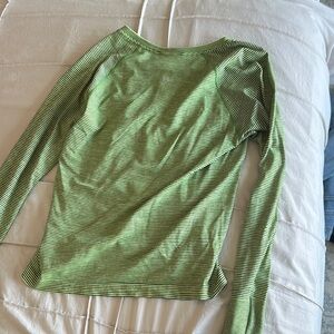 Green Striped Long Sleeve Top
